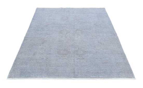 Transitional Hand Knotted Overdyed Farhan Wool Rug of Size 4'11'' X 6'3'' in Grey and Grey Colors - Made in Afghanistan