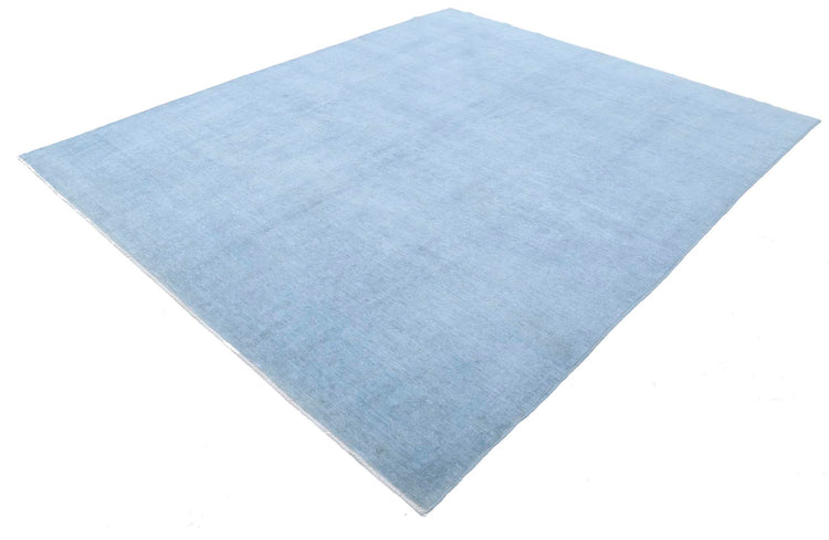 Transitional Hand Knotted Overdyed Farhan Wool Rug of Size 8'1'' X 9'8'' in Blue and  Colors - Made in Afghanistan