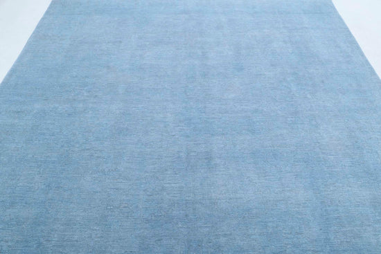 Transitional Hand Knotted Overdyed Farhan Wool Rug of Size 8'1'' X 9'8'' in Blue and  Colors - Made in Afghanistan