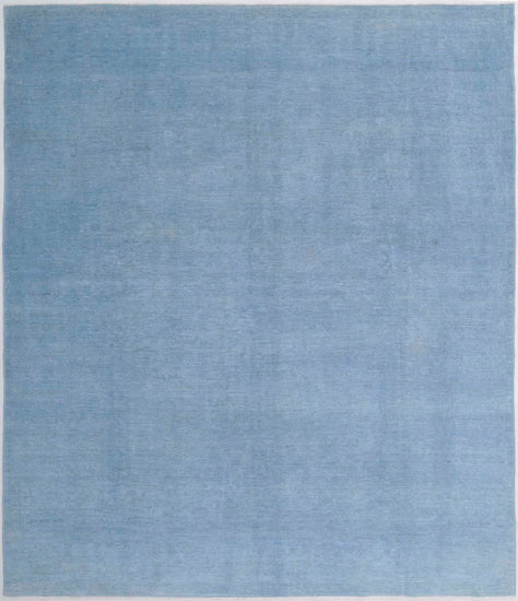 Transitional Hand Knotted Overdyed Farhan Wool Rug of Size 8'1'' X 9'8'' in Blue and  Colors - Made in Afghanistan