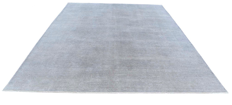 Transitional Hand Knotted Overdyed Farhan Wool Rug of Size 8'11'' X 11'4'' in Grey and  Colors - Made in Afghanistan