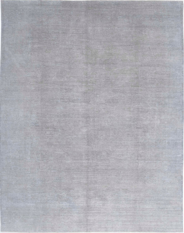 Transitional Hand Knotted Overdyed Farhan Wool Rug of Size 8'11'' X 11'4'' in Grey and  Colors - Made in Afghanistan
