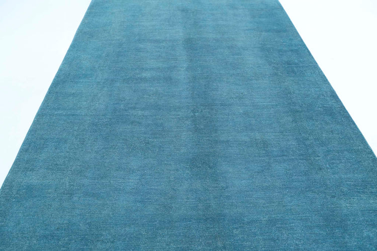 Transitional Hand Knotted Overdyed Farhan Wool Rug of Size 6'10'' X 9'4'' in Blue and  Colors - Made in Afghanistan
