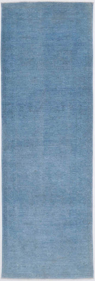 Transitional Hand Knotted Overdyed Farhan Wool Rug of Size 2'6'' X 8'2'' in Blue and  Colors - Made in Afghanistan