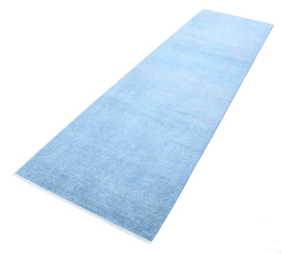 Transitional Hand Knotted Overdyed Farhan Wool Rug of Size 2'11'' X 10'1'' in Blue and  Colors - Made in Afghanistan