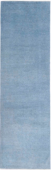 Transitional Hand Knotted Overdyed Farhan Wool Rug of Size 2'11'' X 10'1'' in Blue and  Colors - Made in Afghanistan
