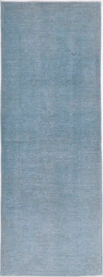 Transitional Hand Knotted Overdyed Farhan Wool Rug of Size 2'4'' X 6'9'' in Teal and Teal Colors - Made in Afghanistan