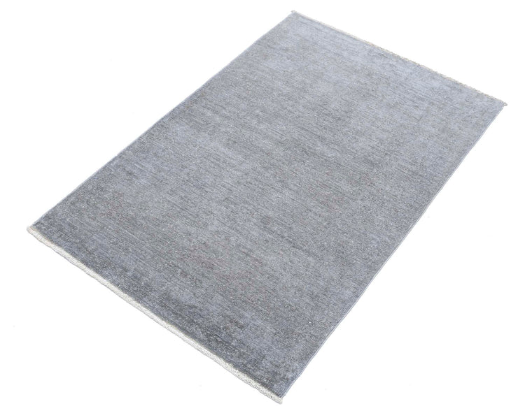 Transitional Hand Knotted Overdyed Farhan Wool Rug of Size 2'7'' X 4'0'' in Grey and Grey Colors - Made in Afghanistan