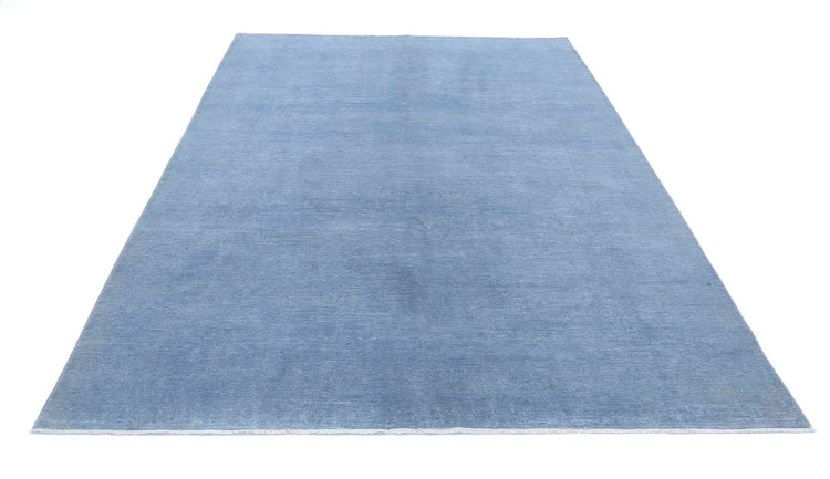 Transitional Hand Knotted Overdyed Farhan Wool Rug of Size 6'7'' X 9'10'' in Blue and  Colors - Made in Afghanistan