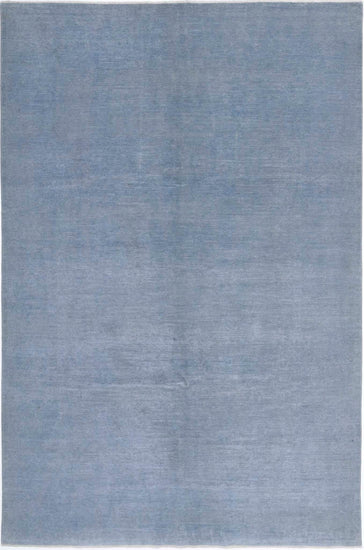 Transitional Hand Knotted Overdyed Farhan Wool Rug of Size 6'7'' X 9'10'' in Blue and  Colors - Made in Afghanistan