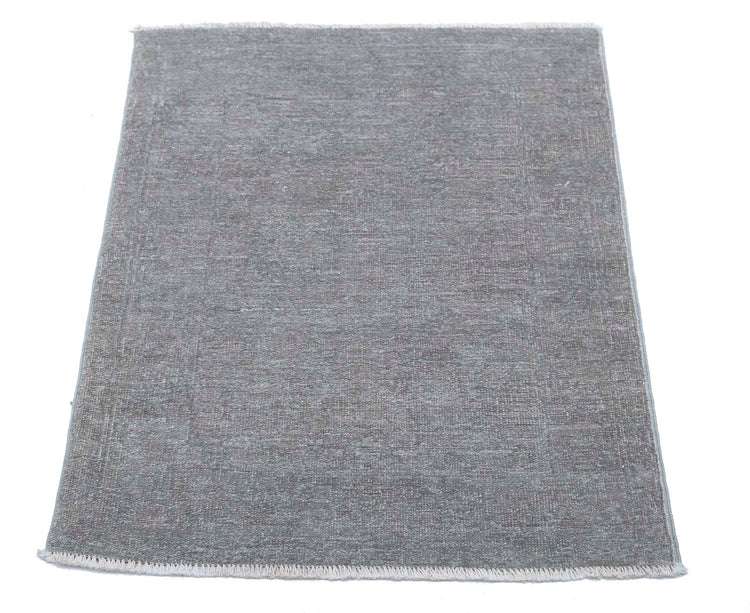Transitional Hand Knotted Overdyed Farhan Wool Rug of Size 2'1'' X 2'9'' in Grey and  Colors - Made in Afghanistan