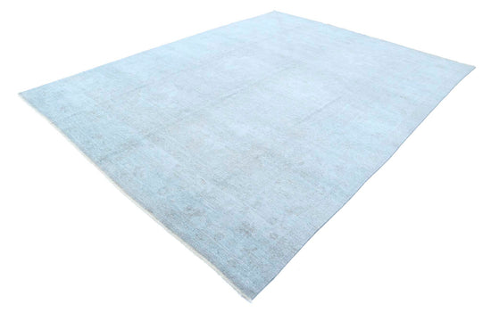 Transitional Hand Knotted Overdyed Farhan Wool Rug of Size 8'10'' X 11'8'' in Grey and  Colors - Made in Afghanistan