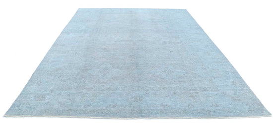Transitional Hand Knotted Overdyed Farhan Wool Rug of Size 8'10'' X 11'8'' in Grey and  Colors - Made in Afghanistan
