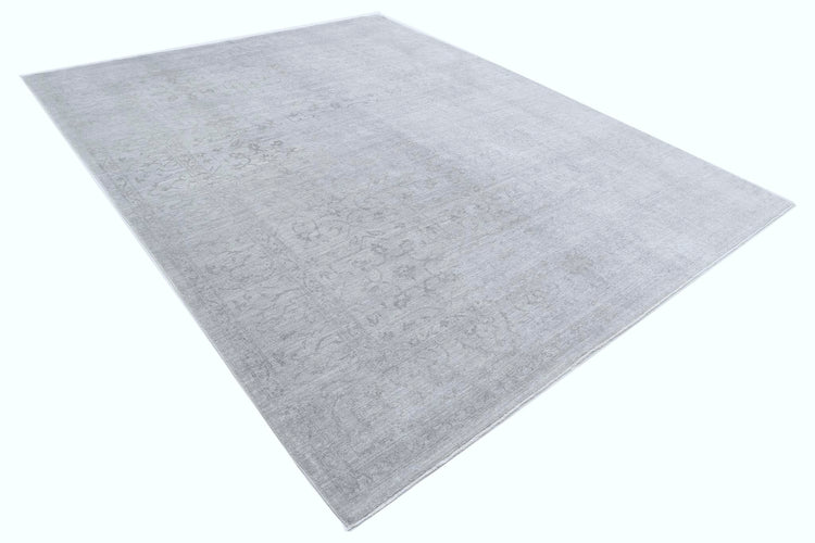 Transitional Hand Knotted Overdyed Farhan Wool Rug of Size 8'11'' X 11'3'' in Grey and  Colors - Made in Afghanistan