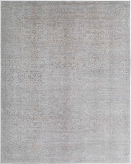 Transitional Hand Knotted Overdyed Farhan Wool Rug of Size 8'11'' X 11'3'' in Grey and  Colors - Made in Afghanistan