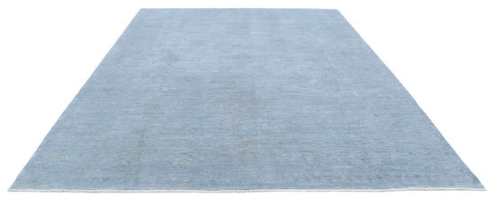 Transitional Hand Knotted Overdyed Farhan Wool Rug of Size 9'2'' X 11'10'' in Blue and  Colors - Made in Afghanistan