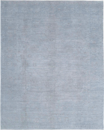 Transitional Hand Knotted Overdyed Farhan Wool Rug of Size 9'2'' X 11'10'' in Blue and  Colors - Made in Afghanistan