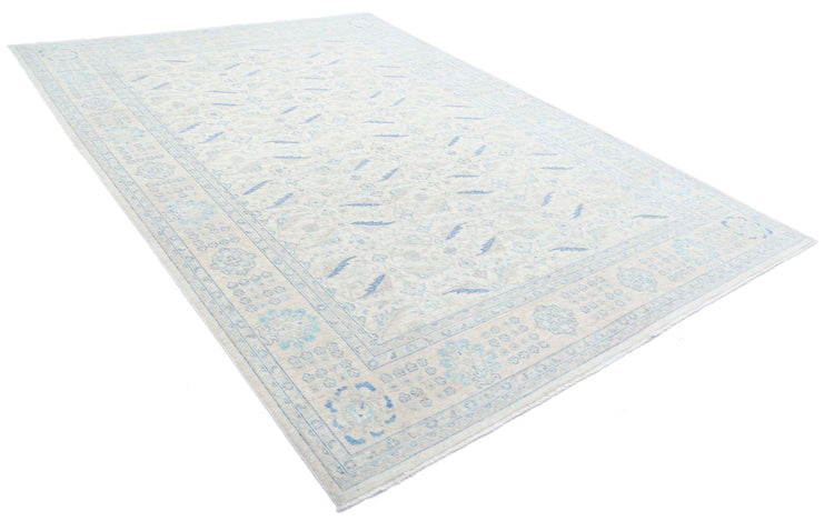 Traditional Hand Knotted Serenity Farhan Wool Rug of Size 8'2'' X 11'9'' in Ivory and Beige Colors - Made in Afghanistan