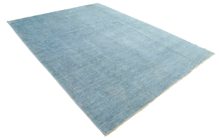 Transitional Hand Knotted Overdyed Farhan Wool Rug of Size 8'2'' X 10'10'' in Blue and Blue Colors - Made in Afghanistan