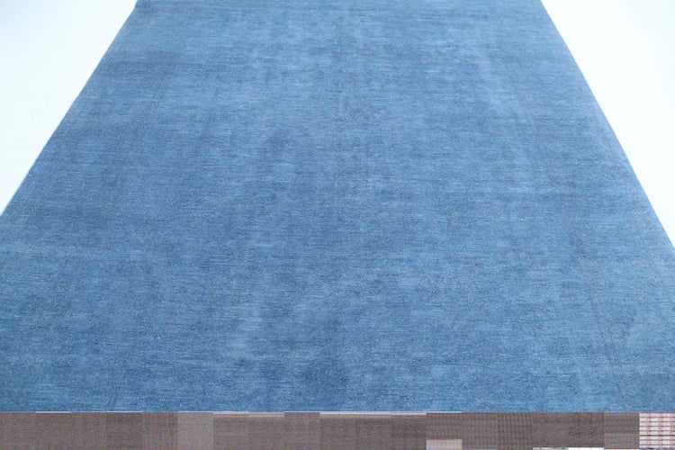 Transitional Hand Knotted Overdyed Farhan Wool Rug of Size 8'1'' X 10'0'' in Blue and  Colors - Made in Afghanistan