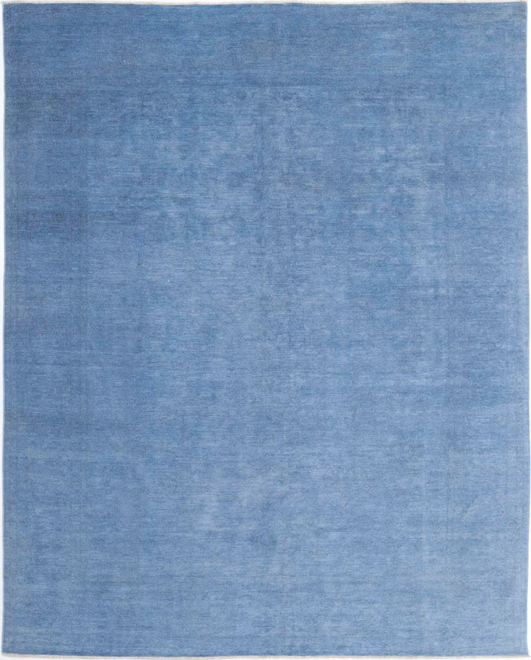 Transitional Hand Knotted Overdyed Farhan Wool Rug of Size 8'1'' X 10'0'' in Blue and  Colors - Made in Afghanistan
