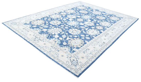 Traditional Hand Knotted Ziegler Farhan Wool Rug of Size 8'3'' X 11'1'' in Blue and Ivory Colors - Made in Afghanistan