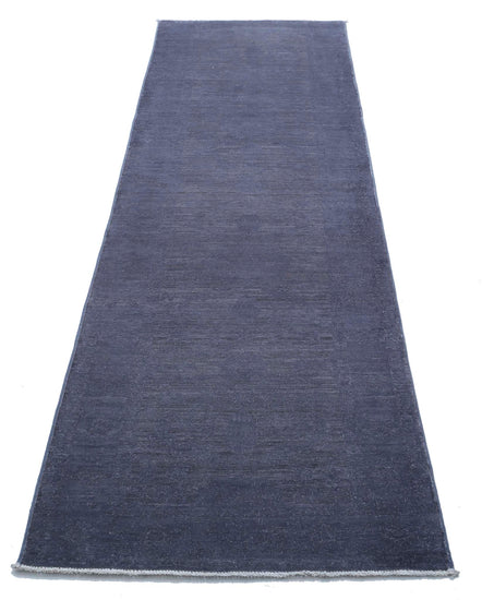 Transitional Hand Knotted Overdyed Farhan Wool Rug of Size 2'6'' X 9'6'' in Grey and Grey Colors - Made in Afghanistan