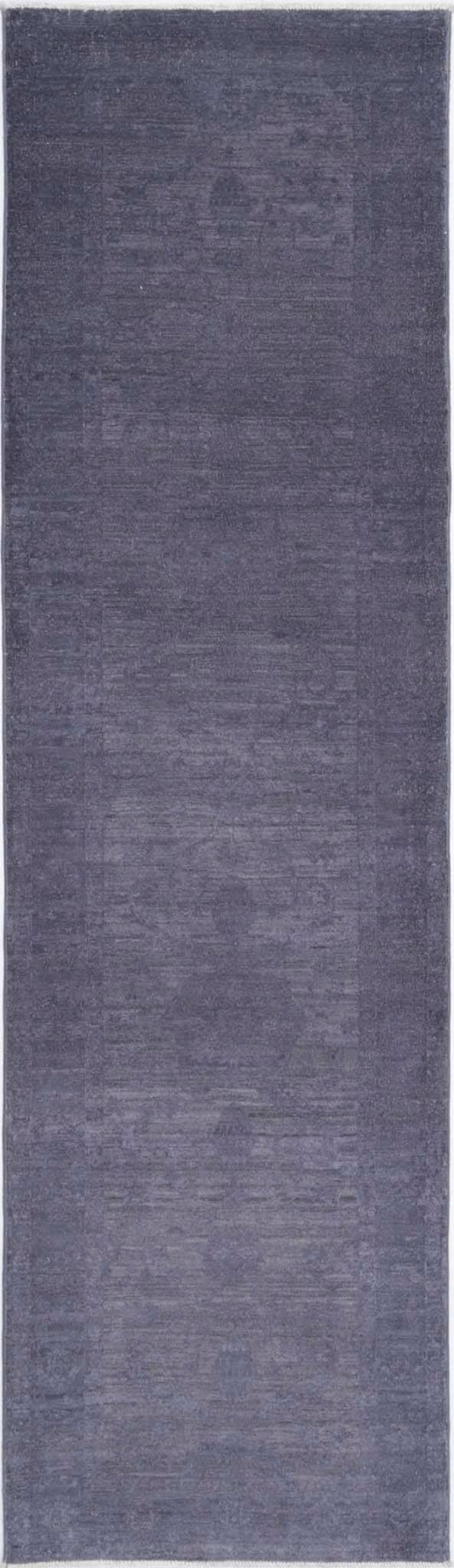 Transitional Hand Knotted Overdyed Farhan Wool Rug of Size 2'6'' X 9'6'' in Grey and Grey Colors - Made in Afghanistan