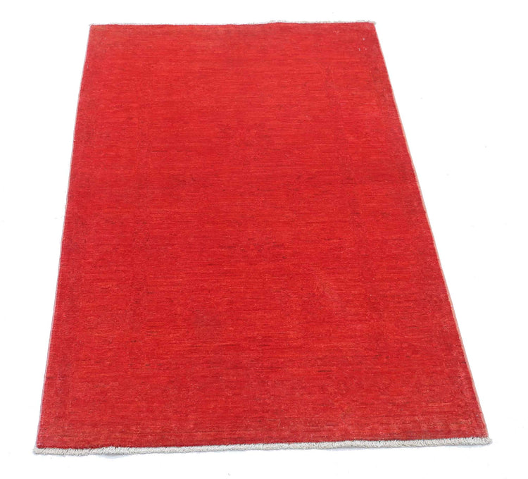 Transitional Hand Knotted Overdyed Farhan Wool Rug of Size 2'7'' X 4'2'' in Red and  Colors - Made in Afghanistan