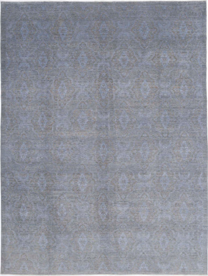 Transitional Hand Knotted Overdyed Farhan Wool Rug of Size 8'0'' X 10'7'' in Grey and  Colors - Made in Afghanistan