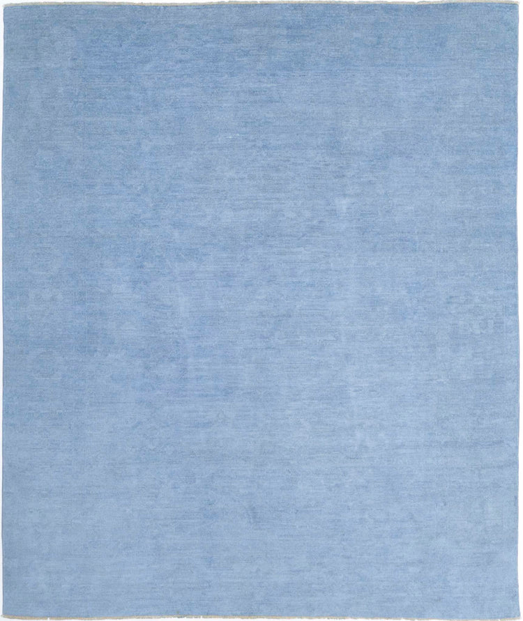 Transitional Hand Knotted Overdyed Farhan Wool Rug of Size 8'5'' X 9'6'' in Teal and  Colors - Made in Afghanistan