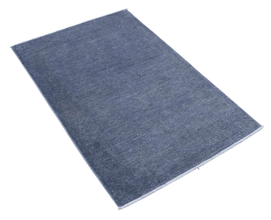 Transitional Hand Knotted Overdyed Farhan Wool Rug of Size 2'7'' X 3'10'' in Grey and Grey Colors - Made in Afghanistan