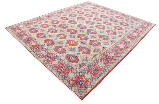 Traditional Hand Knotted Ziegler Farhan Wool Rug of Size 8'1'' X 9'11'' in Gold and Red Colors - Made in Afghanistan