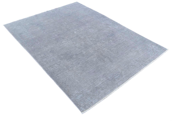 Transitional Hand Knotted Overdyed Farhan Wool Rug of Size 4'7'' X 6'1'' in Grey and Grey Colors - Made in Afghanistan
