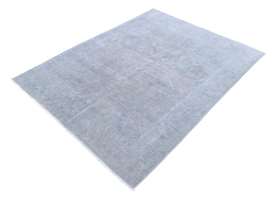 Transitional Hand Knotted Overdyed Farhan Wool Rug of Size 4'7'' X 6'1'' in Grey and Grey Colors - Made in Afghanistan
