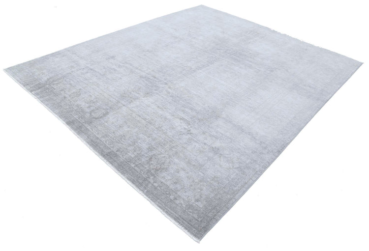 Transitional Hand Knotted Overdyed Farhan Wool Rug of Size 7'10'' X 9'6'' in Grey and Brown Colors - Made in Afghanistan