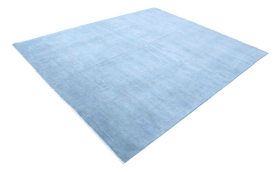 Transitional Hand Knotted Overdyed Farhan Wool Rug of Size 7'8'' X 9'5'' in Blue and Blue Colors - Made in Afghanistan
