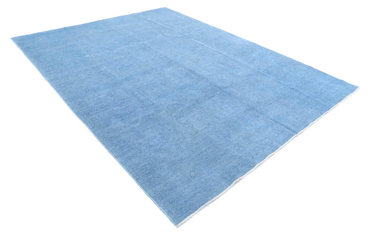 Transitional Hand Knotted Overdyed Farhan Wool Rug of Size 7'10'' X 10'7'' in Blue and  Colors - Made in Afghanistan
