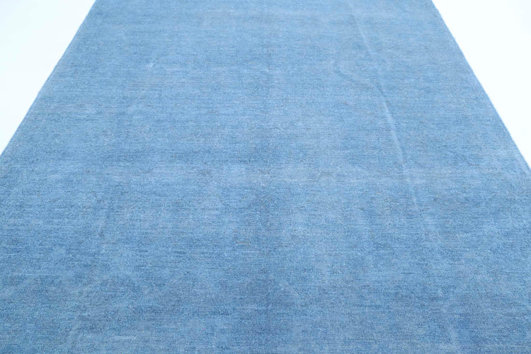Transitional Hand Knotted Overdyed Farhan Wool Rug of Size 7'10'' X 10'7'' in Blue and  Colors - Made in Afghanistan
