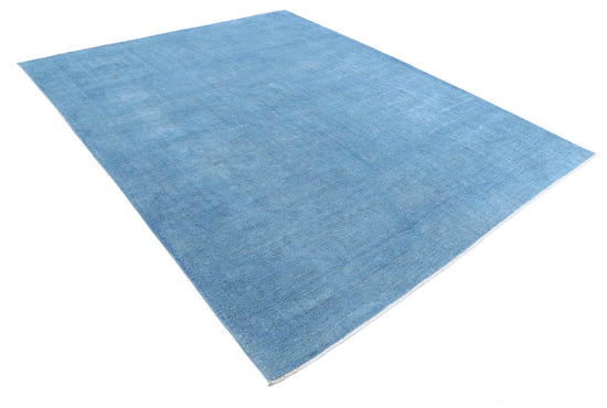 Transitional Hand Knotted Overdyed Farhan Wool Rug of Size 7'11'' X 9'8'' in Blue and  Colors - Made in Afghanistan