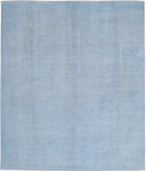 Transitional Hand Knotted Overdyed Farhan Wool Rug of Size 8'1'' X 9'7'' in Teal and  Colors - Made in Afghanistan