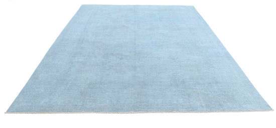 Transitional Hand Knotted Overdyed Farhan Wool Rug of Size 8'3'' X 10'11'' in Teal and  Colors - Made in Afghanistan