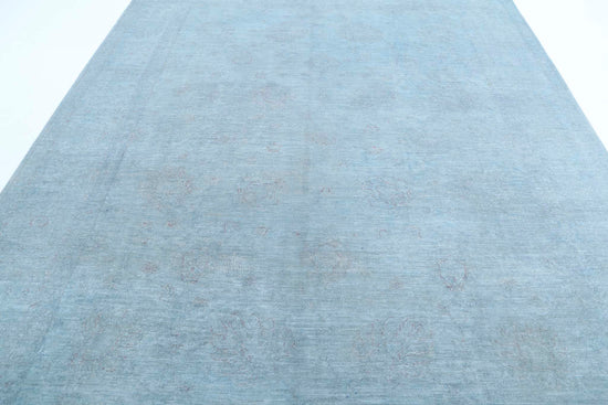 Transitional Hand Knotted Overdyed Farhan Wool Rug of Size 8'3'' X 10'11'' in Teal and  Colors - Made in Afghanistan
