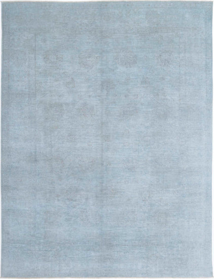 Transitional Hand Knotted Overdyed Farhan Wool Rug of Size 8'3'' X 10'11'' in Teal and  Colors - Made in Afghanistan