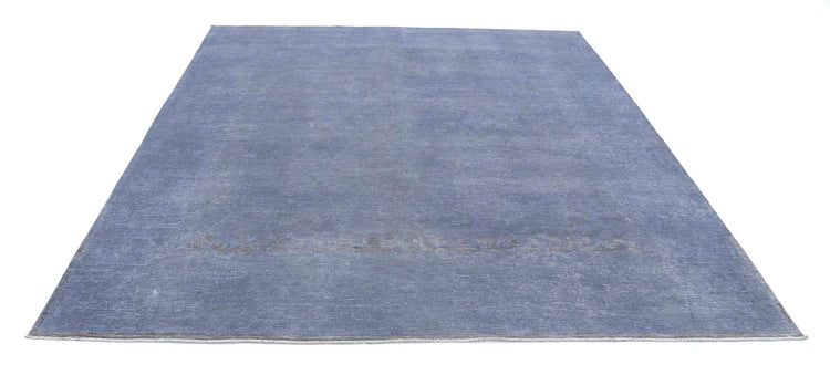 Transitional Hand Knotted Overdyed Farhan Wool Rug of Size 8'0'' X 9'0'' in Grey and  Colors - Made in Afghanistan