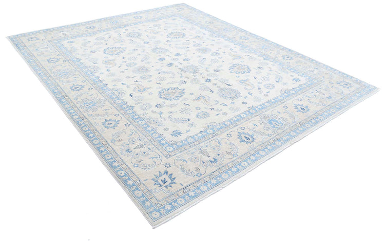 Traditional Hand Knotted Serenity Farhan Wool Rug of Size 7'9'' X 9'4'' in Ivory and Gold Colors - Made in Afghanistan