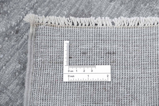 Transitional Hand Knotted Overdyed Farhan Wool Rug of Size 2'6'' X 9'7'' in Grey and Grey Colors - Made in Afghanistan