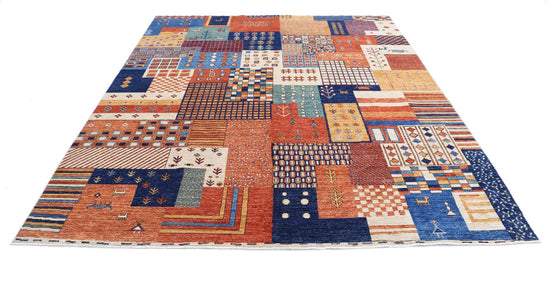 Tribal Hand Knotted Gabbeh Farhan Wool Rug of Size 8'0'' X 9'8'' in Multi and Multi Colors - Made in Afghanistan
