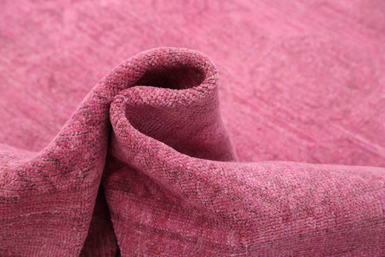 Transitional Hand Knotted Overdyed Farhan Wool Rug of Size 7'9'' X 9'10'' in Pink and Pink Colors - Made in Afghanistan
