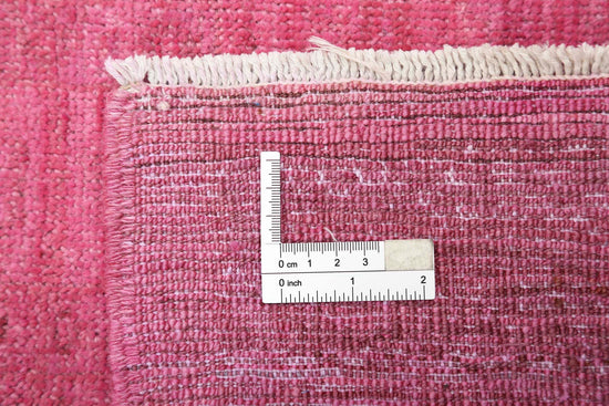 Transitional Hand Knotted Overdyed Farhan Wool Rug of Size 7'9'' X 9'10'' in Pink and Pink Colors - Made in Afghanistan